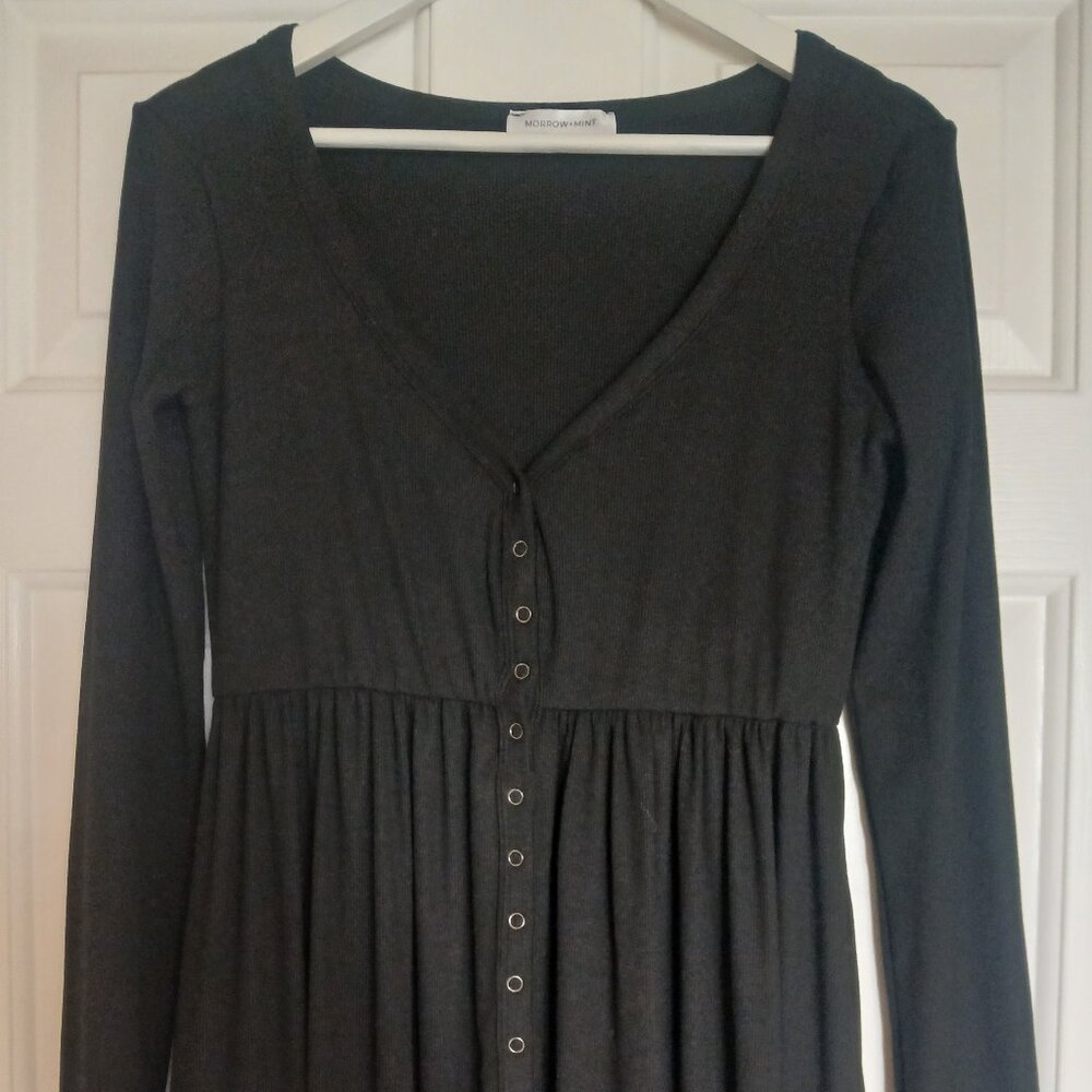 Mint & Morrow - Soft Rib Maternity & Nursing Dress - Black, Small